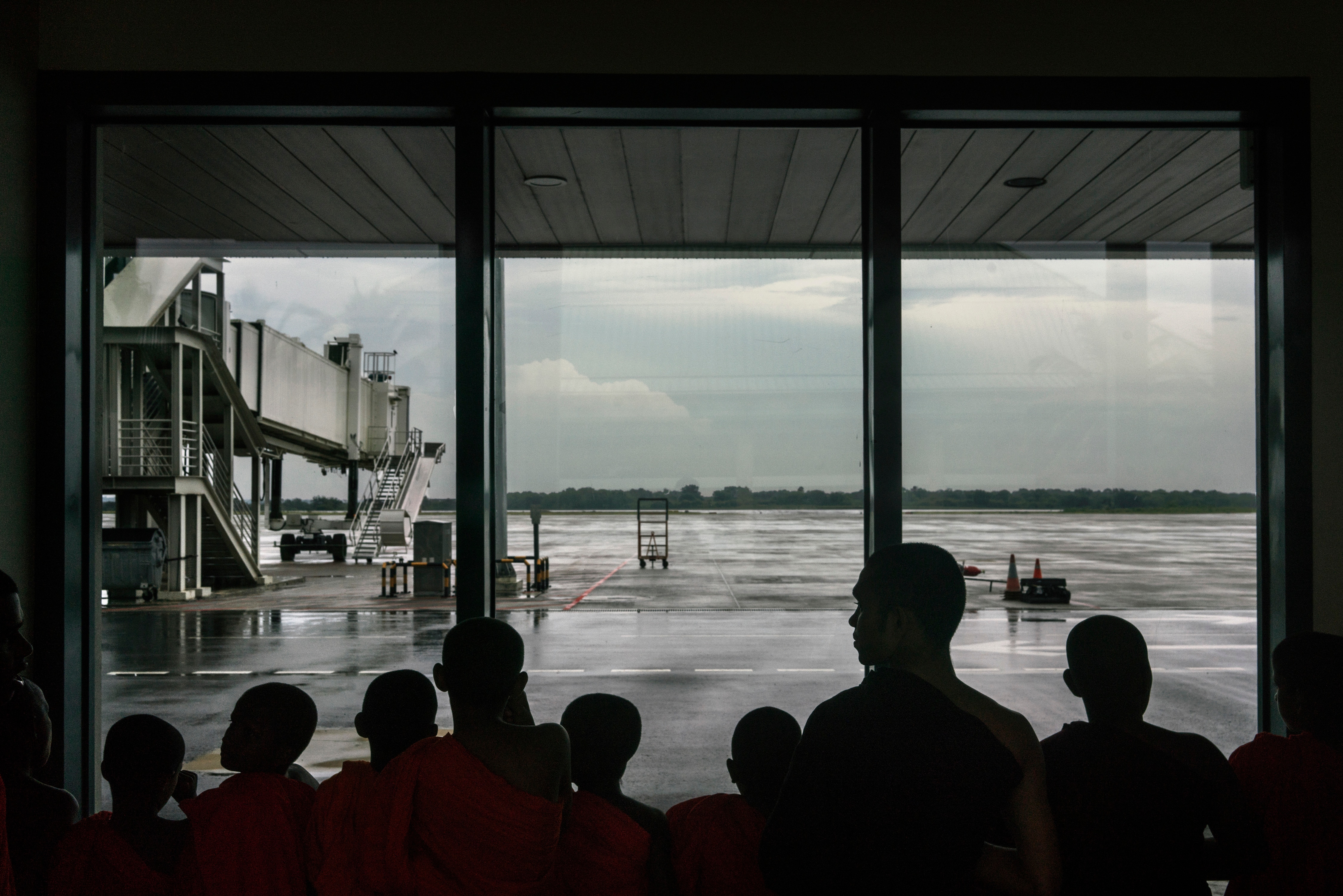 Pilgrim monks visit the largely empty Mattala Rajapaksa International Airport, 150 miles southeast of Sri Lankas main airport, in Mattala, Sri Lanka. 