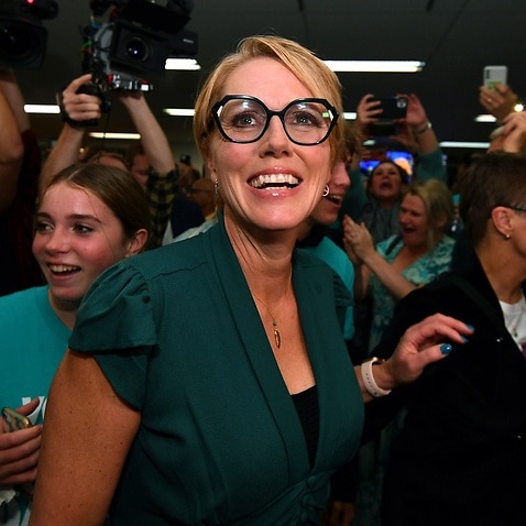 Independent candidate Zoe Daniel celebrates  during a reception for the 2022 Federal Election