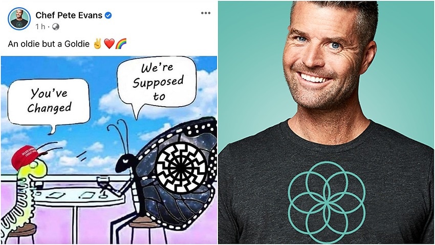 Misinterpreted': Pete Evans apologises for sharing cartoon with supposed  neo-Nazi symbol and is dropped by publisher