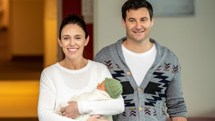 New Zealand prime minister Jacinda Ardern with her partner Clarke Gayford and their new baby daughter.