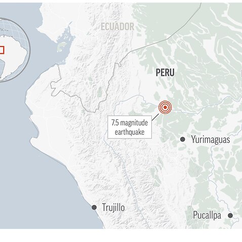 The U.S. Geological Survey says a strong earthquake with a preliminary magnitude of 7.5 has struck in northern Peru.