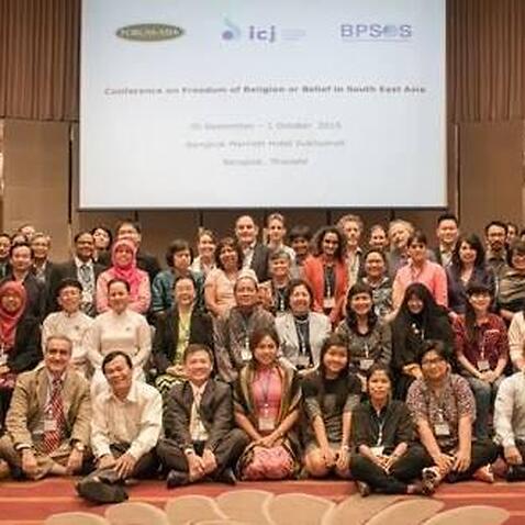 Group picture of participants of Conference on Freedom of Religion or Belief in Southeast Asia, September 30, 2015