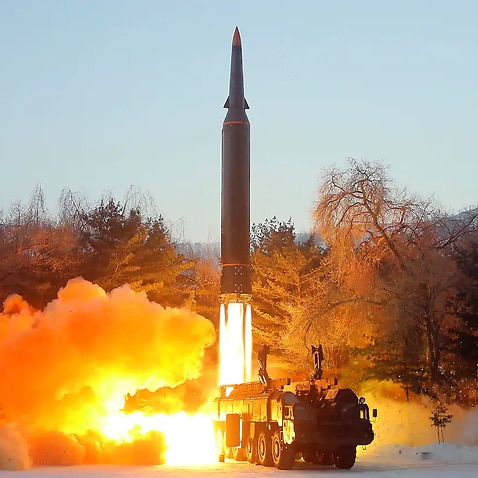 This photo provided by the North Korean government shows, what it says was, a test launch of a hypersonic missile in North Korea on 5 January 2022